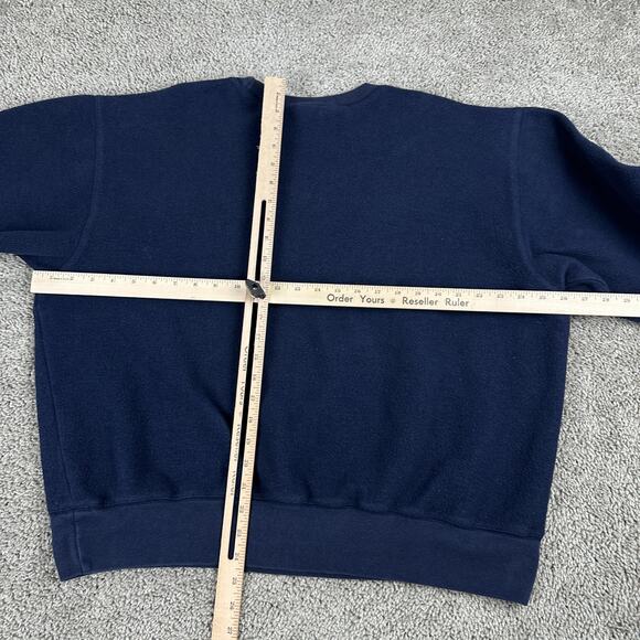 VTG Pepsi Sweatshirt Mens L Navy Blue Fleece Crewneck Spell Out Logo Pullover - Picture 7 of 10